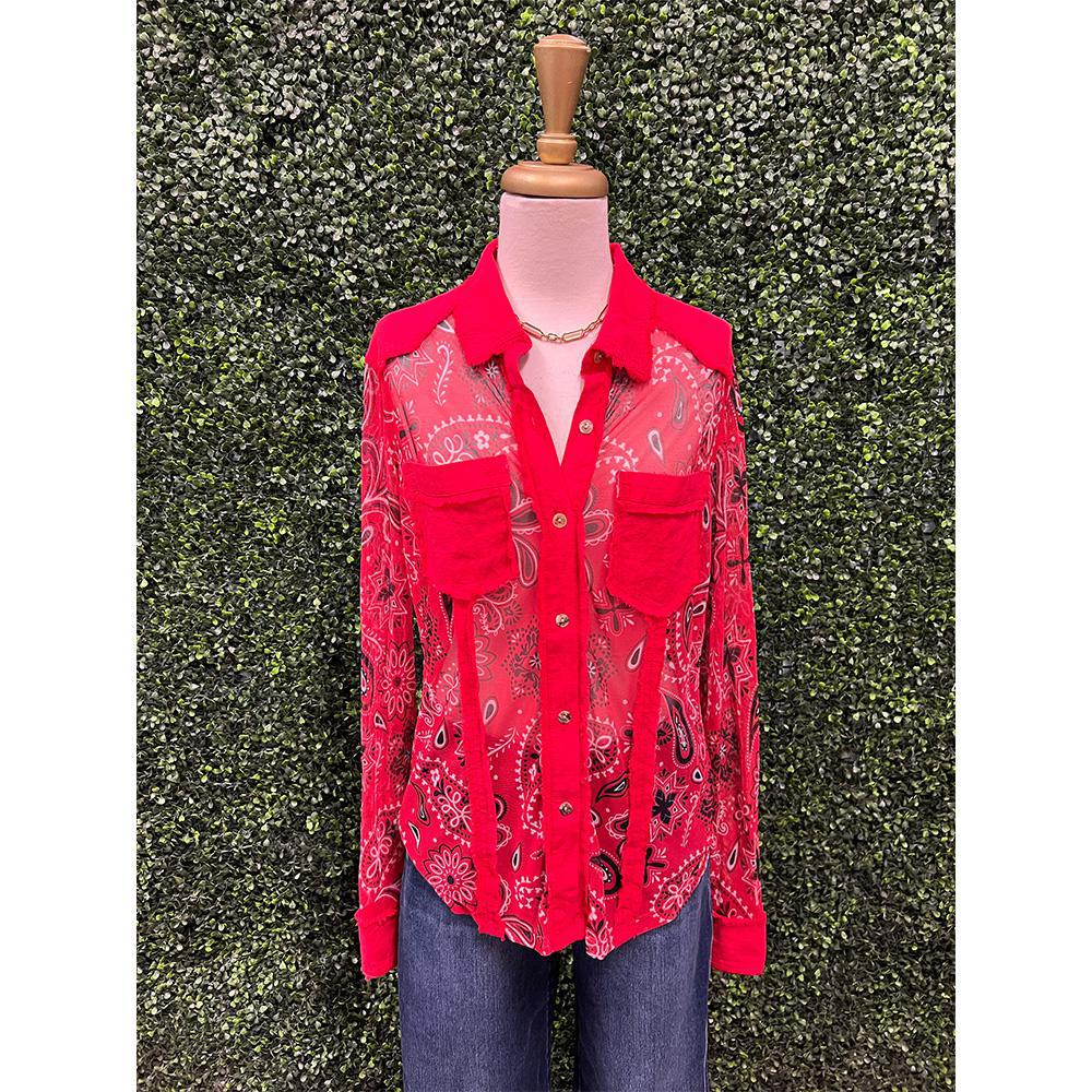 Bonnie Red Bandana Mesh Top