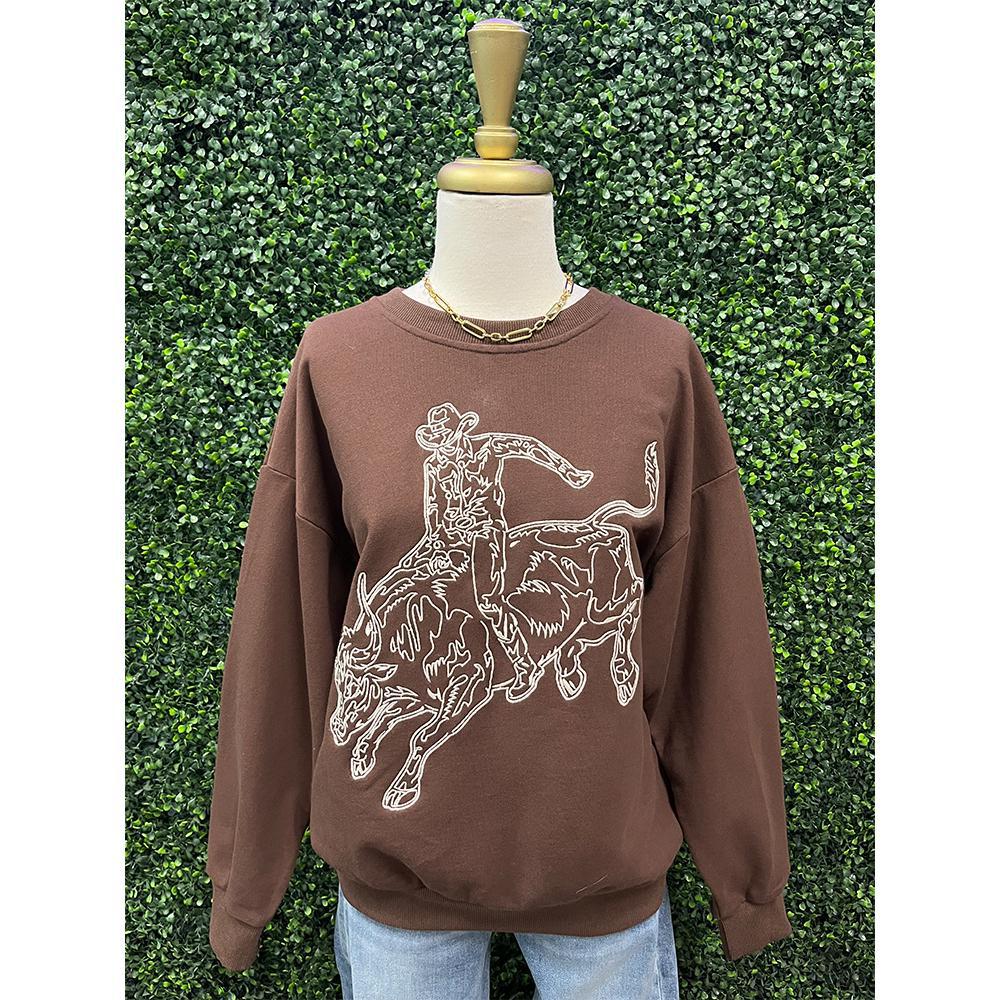 Embroidered Western Pullover Sweatshirt