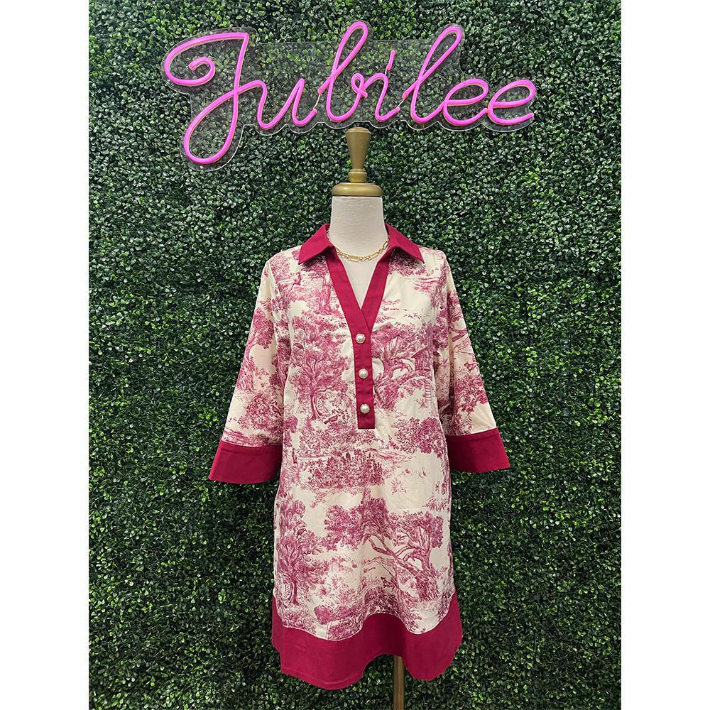 Burgundy Twill Mini Dress