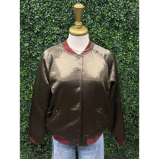 Reversible Olive & Wine Satin Jacket
