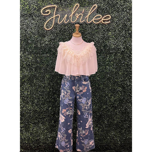 Wendy Wide Leg Flower Jeans