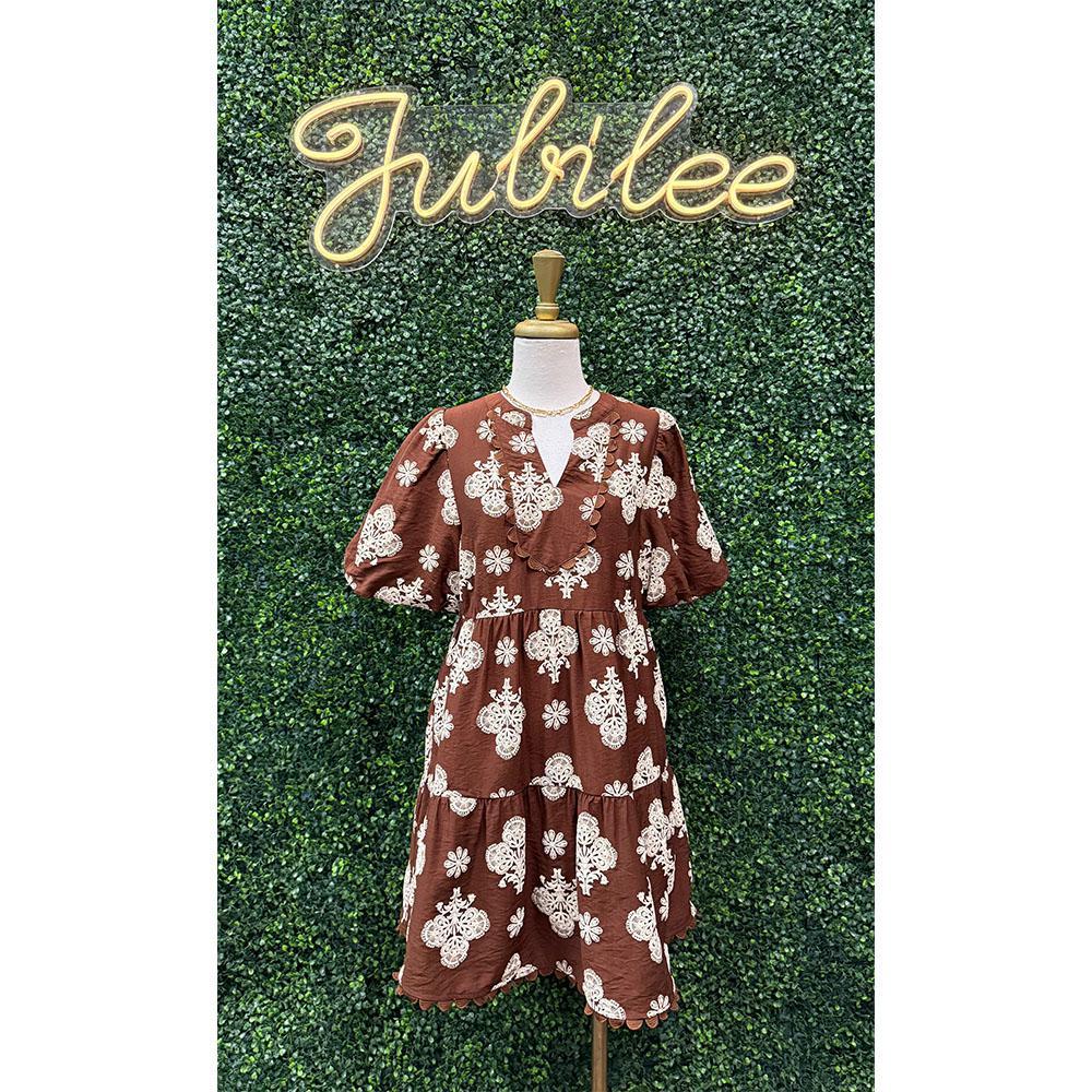 Millieanna Brown Print V-Neck Blouse