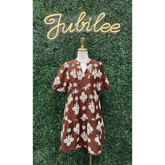 Millieanna Brown Print V-Neck Blouse