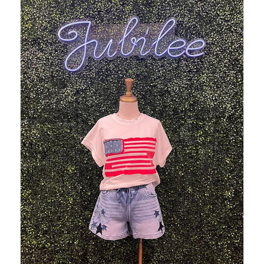 Slouchy Star Denim Shorts