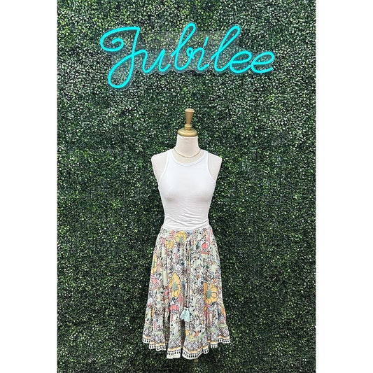 Kikila Sage Floral Skirt
