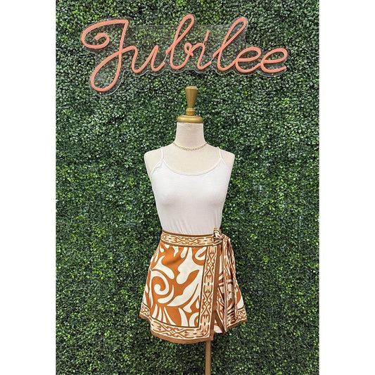 Marnie Terracotta Woven Tie Skort