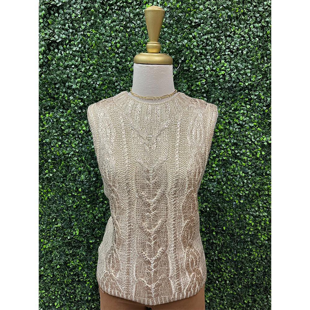 Tatiana Ivory Sleeveless Sweater Top