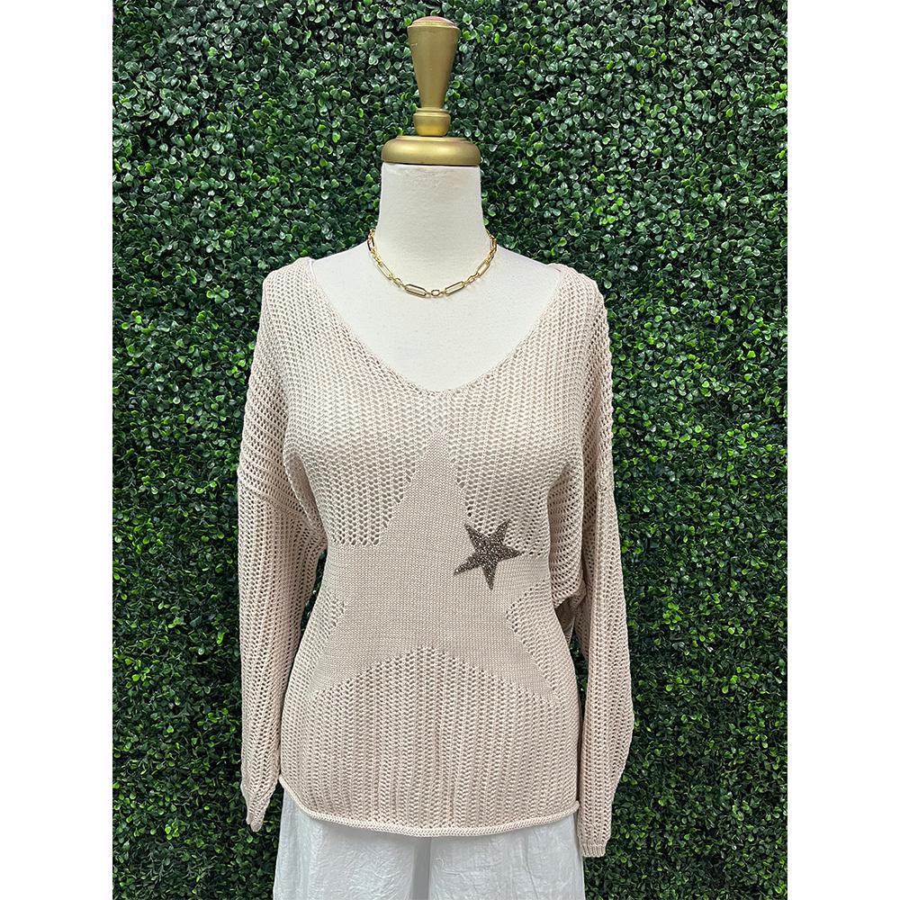 Beige Riverlee Crochet Sweater