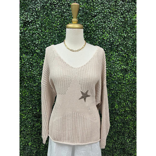 Beige Riverlee Crochet Sweater