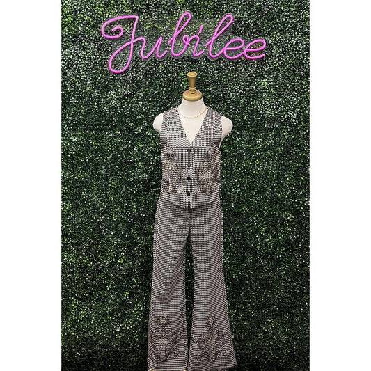 Caliope Jacquard Flare Stud Pants