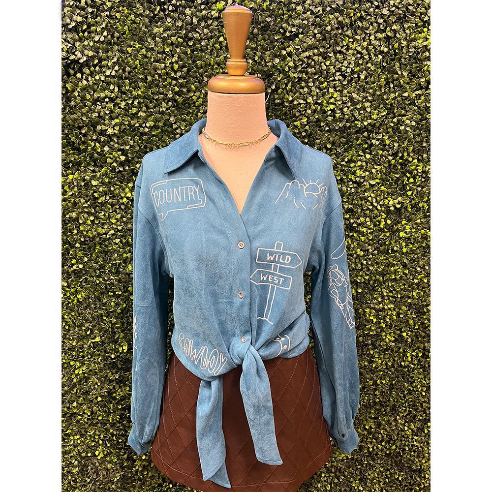 Indigo Wild West Suede Shirt