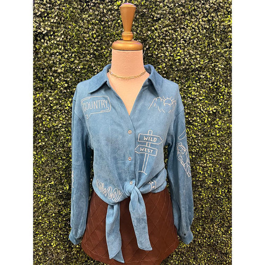 Indigo Wild West Suede Shirt