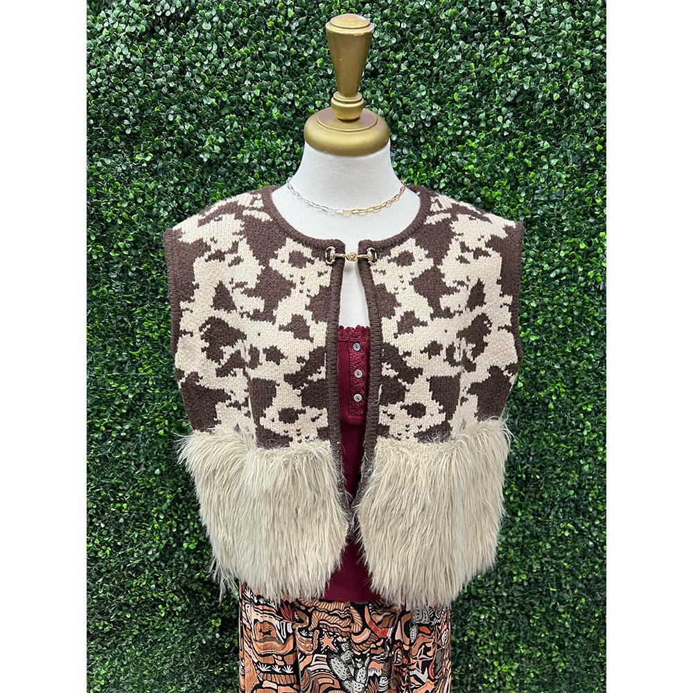 Shania Cow Print Sweater Vest