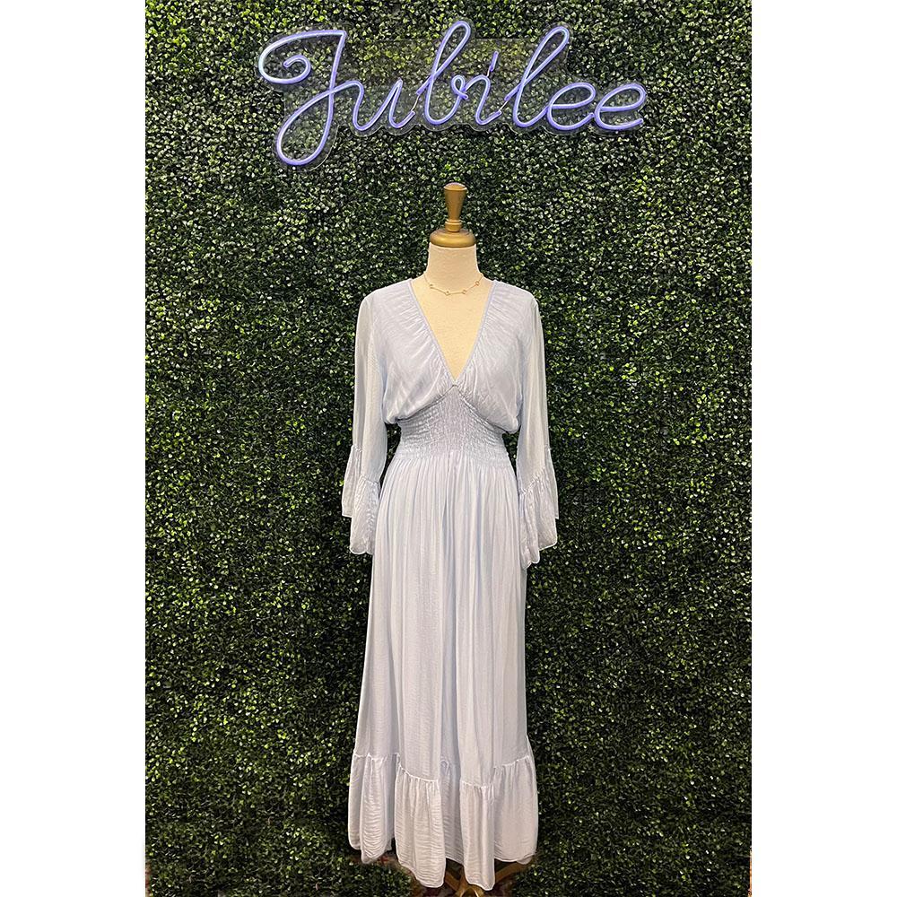 Shayla Light Blue Smocked Dress