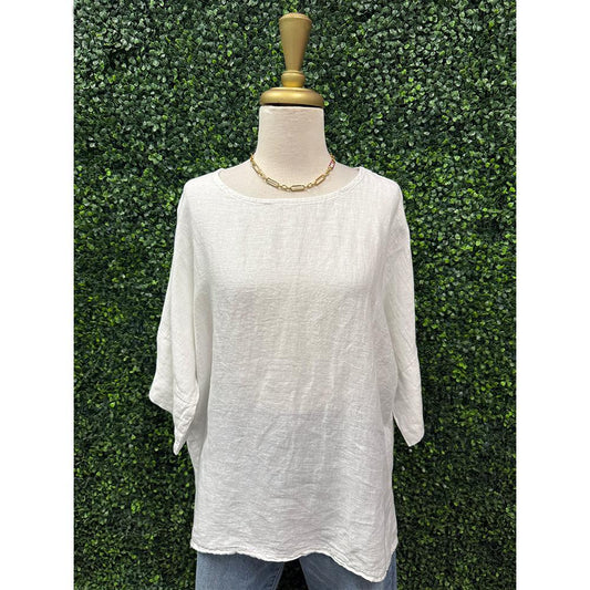 Juniper White Linen Top