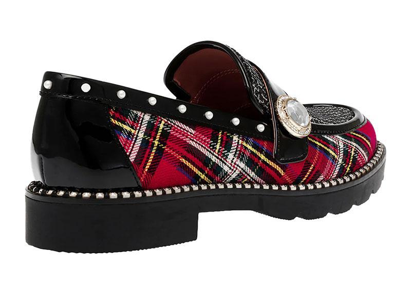 Mariam Red Plaid Loafers by Betsey Johnson