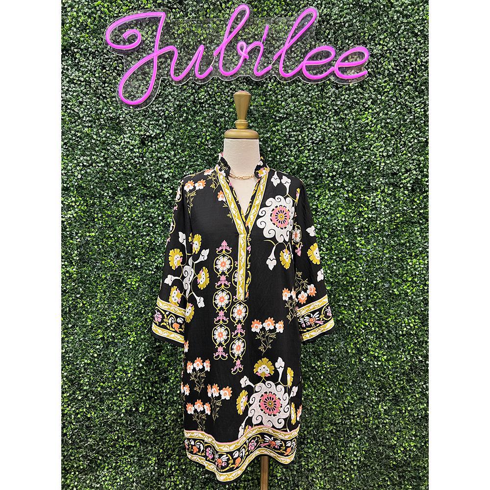 Selah Black Floral Dress