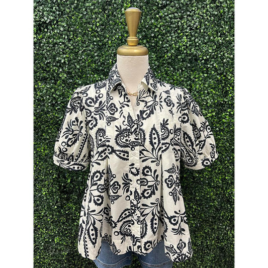 Mila Black Puff Sleeve Pintuck Top