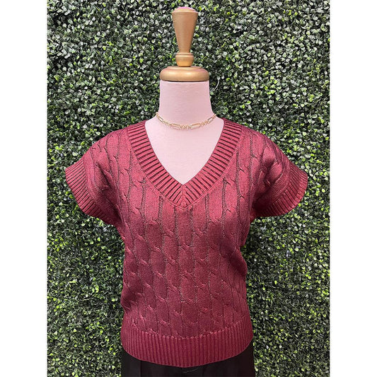 Marina Jane Maroon V-Neck Top