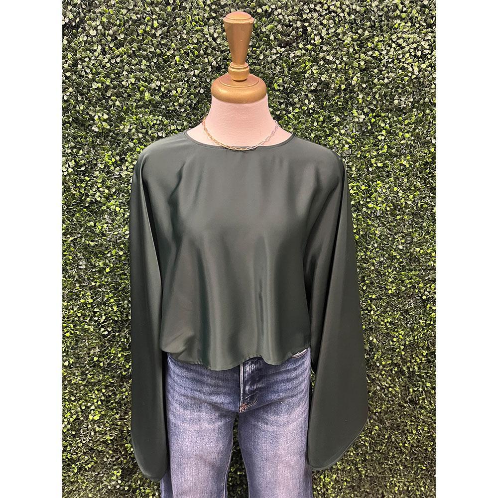 Vivianna Emerald Cropped Batwing Top