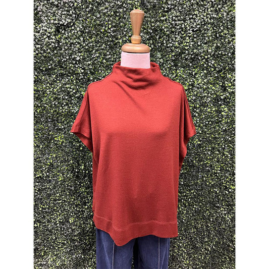 Anabelle Rust Mock Neck Pullover Top