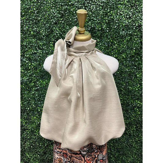 Basil Metallic Balloon High Neck Top