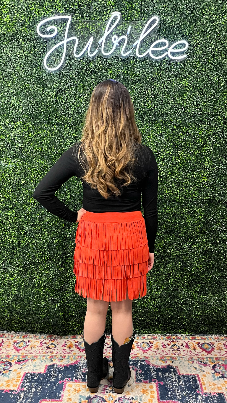 Orange Fringe Skirt