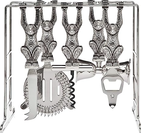 Godinger Monkey Barware Bar Tool Set - 6 Piece Set