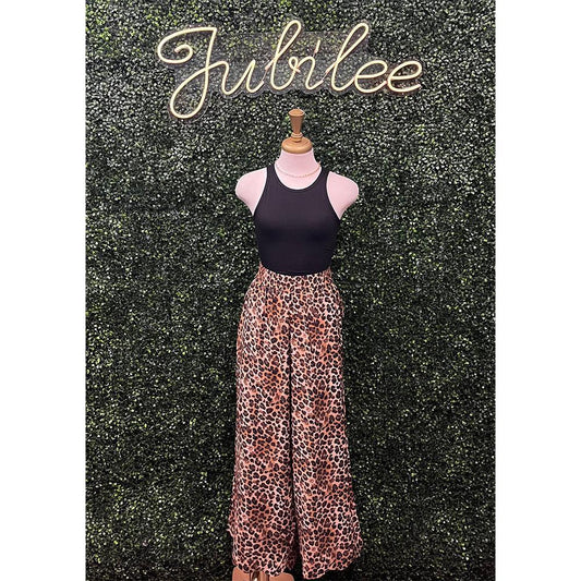 Irene Leopard Scalloped Hem Pants