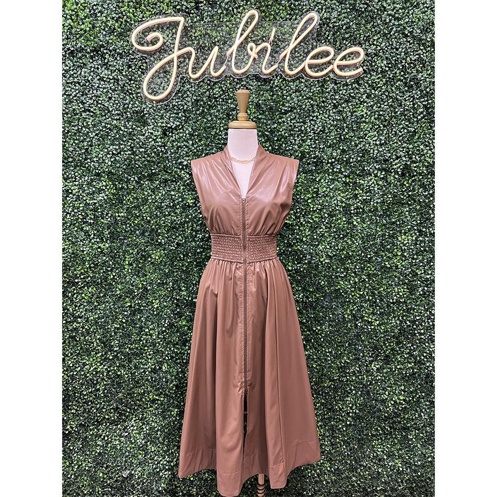 Marceline Mocha Leather Dress