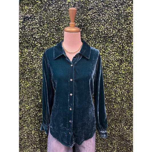 Deep Teal MiraBelle Button Up Top