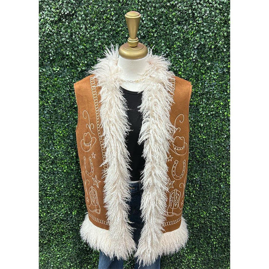 Loretta Western Faux Fur Vest