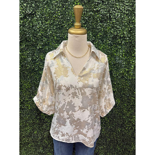 Sasha White Metallic Top