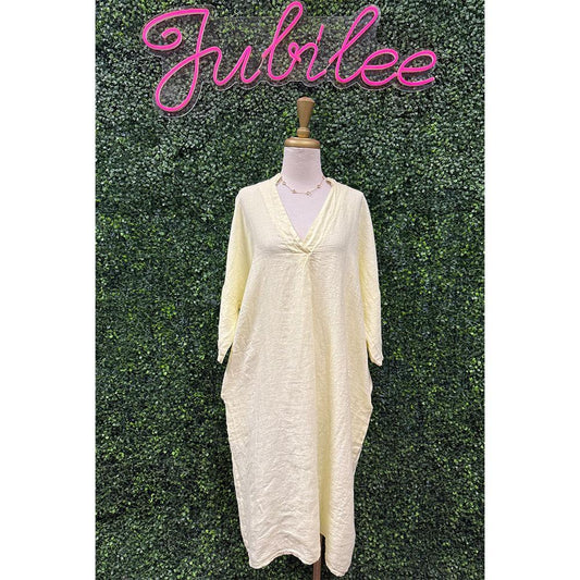 Belinda Butter Yellow Linen Dress