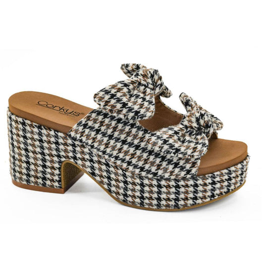 Black/Tan Houndstooth Put A Bow On It Wedge By Corky's