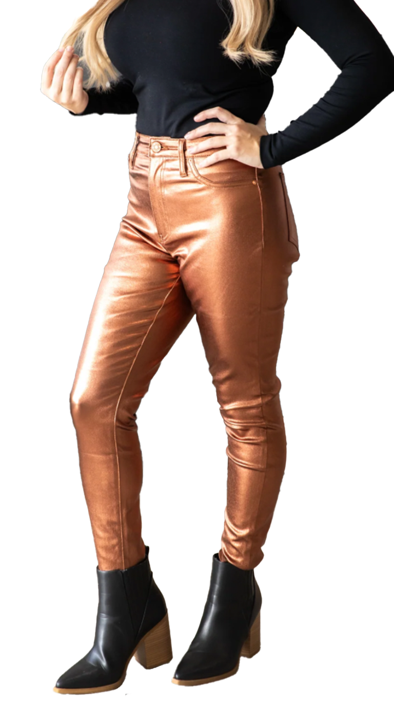 Copper Metallic Skinny Pant