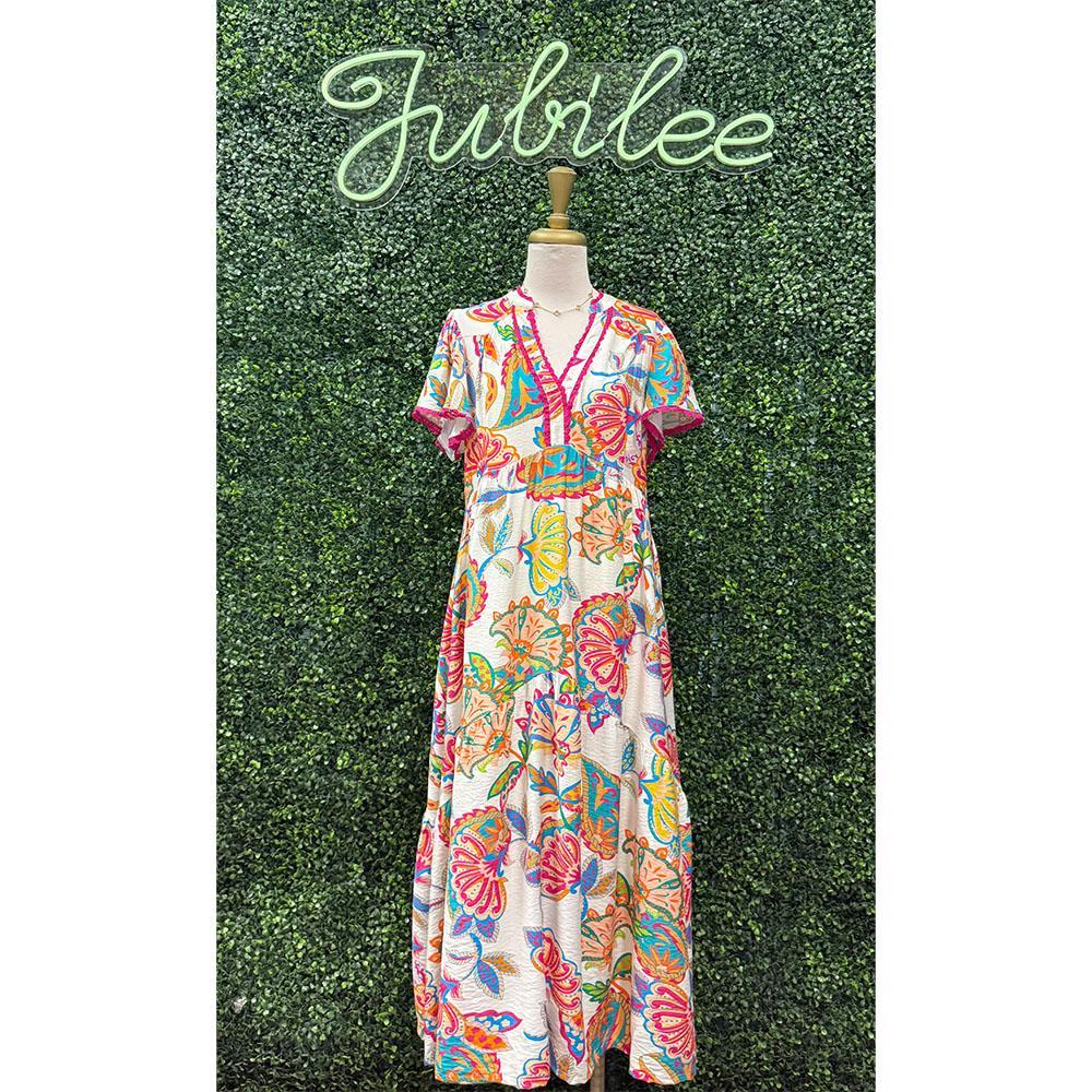 Candace Cream Midi Tiered Dress