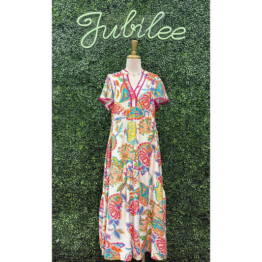 Candace Cream Midi Tiered Dress