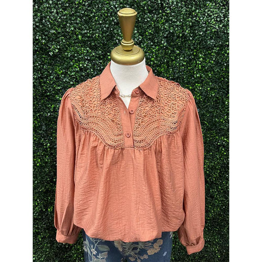 Clarissa Clay Half Button Top