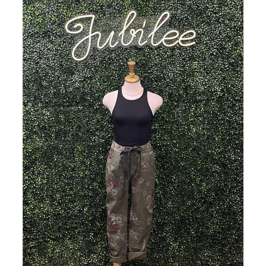 Serena Olive Floral Pants