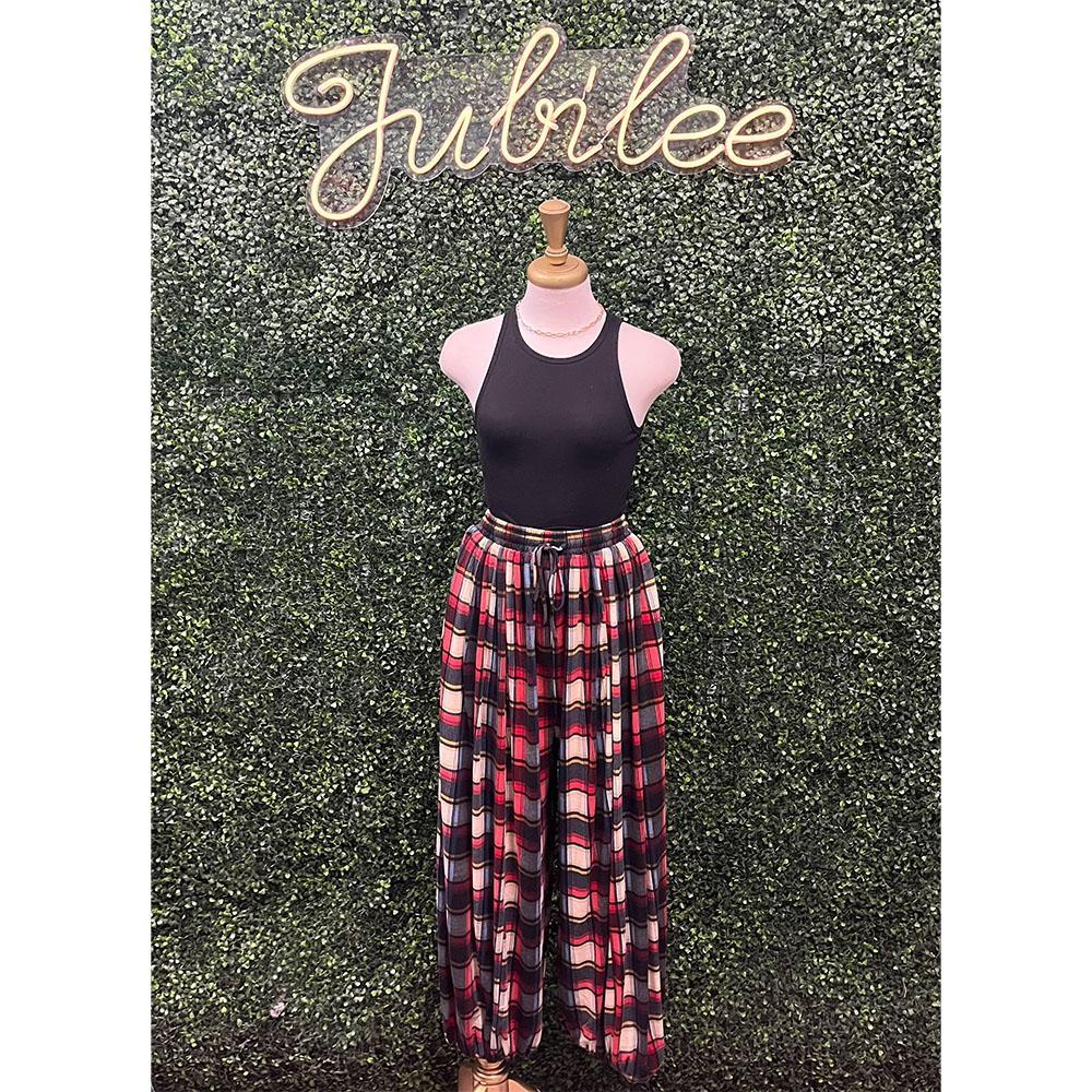Vintage Tartan Plaid Balloon Pants