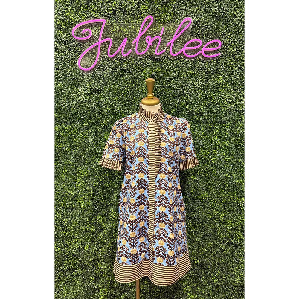 Bella Blue Brown Floral Dress