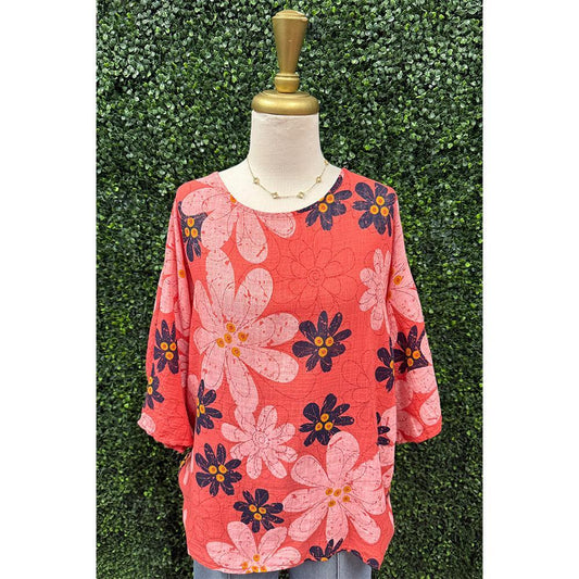 Helen Floral Linen Top