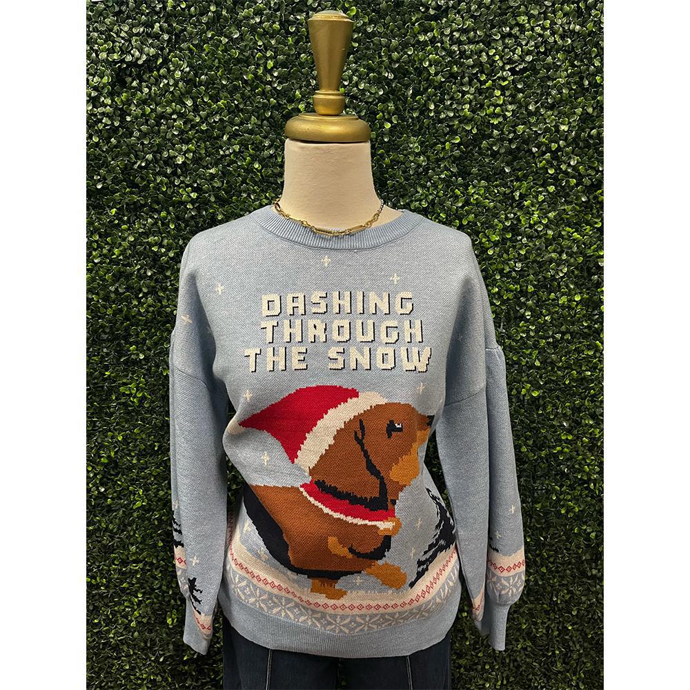 Dachshing Through The Snow Holiday Sweater