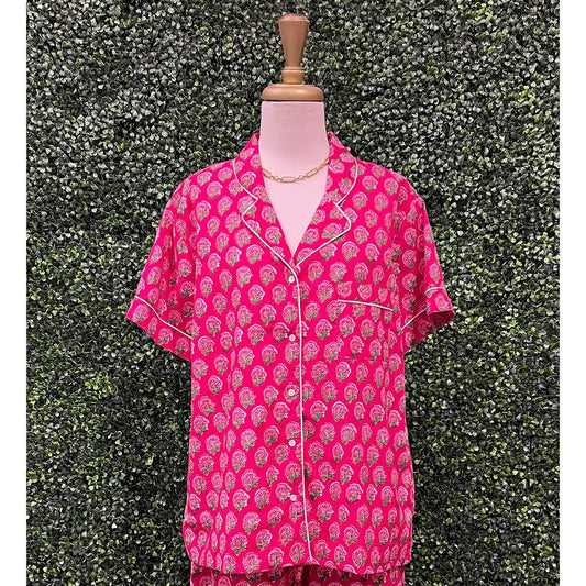 Pink Flower Print Cotton Top