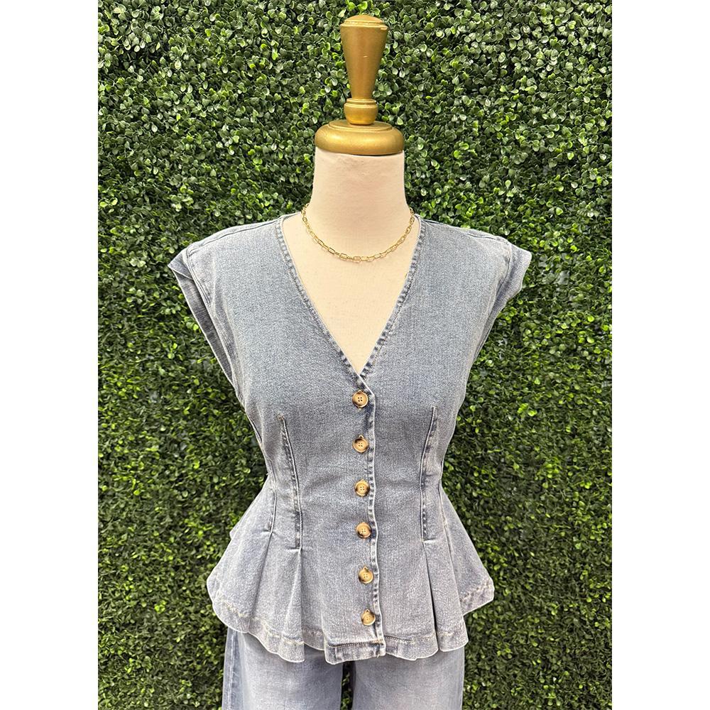 Kacey Peplum Denim Top