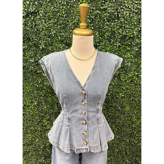 Kacey Peplum Denim Top