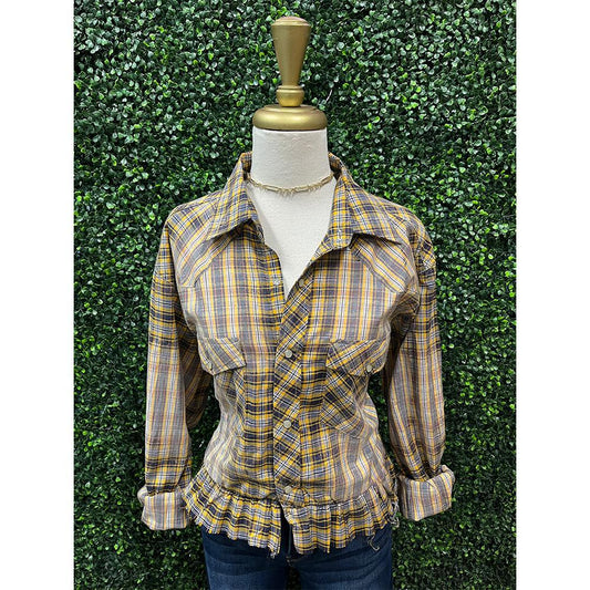 Plaid Turkey Pearl Snap Crop Top