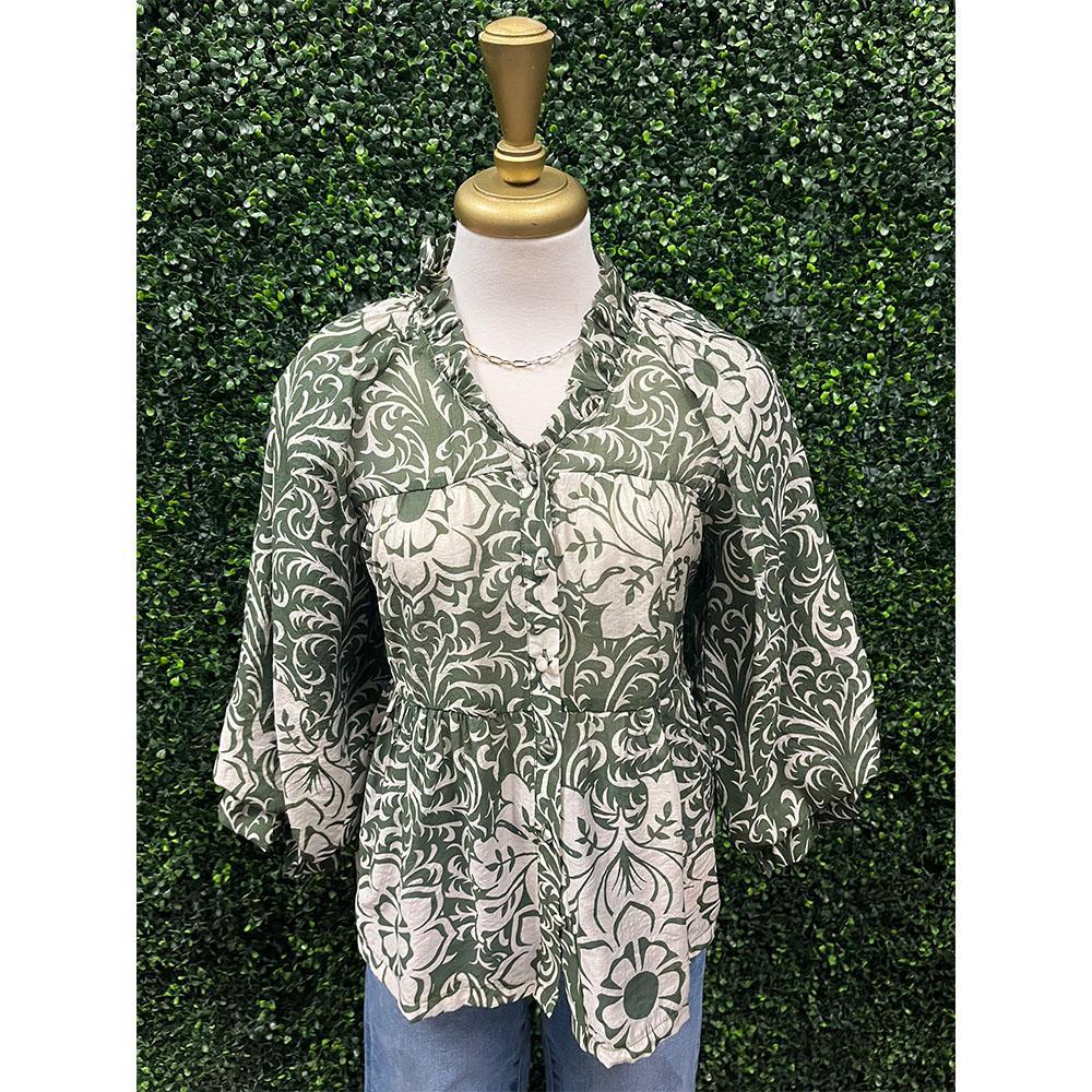 Gianna Matcha Tiered Button Down