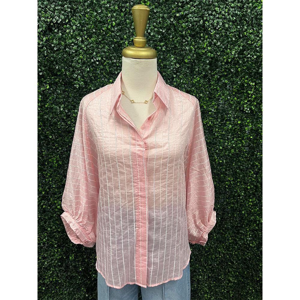 Kimmie Pink Sheer Stripe Top